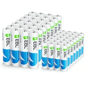 EBL 56-Pack Alkaline AA AAA Batteries, Includes 28 AA and 28 AAA